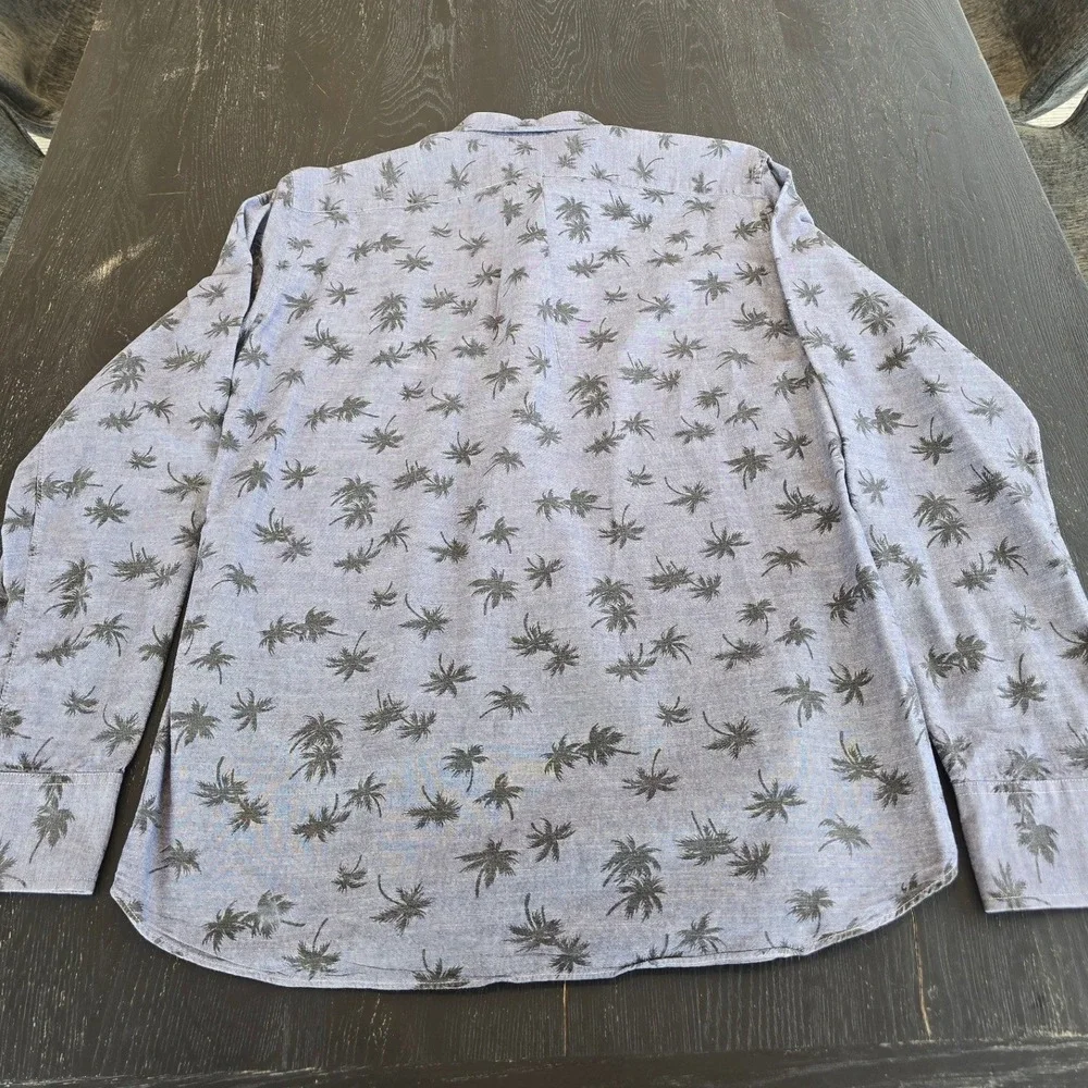 J. Crew Mens Button Down Long Sleeve‎ Casual Shirt Slim Large Palm Tree Print